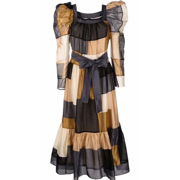 NWT Ulla Johnson Ismene Patchwork Cotton Silk dress - Picture 9 of 12